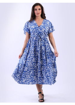 Bohemian Floral Tiered Overlap Summer Maxi Dress