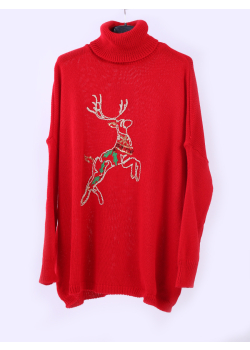 Cowl Neck Reindeer Xmas Knitted Jumper