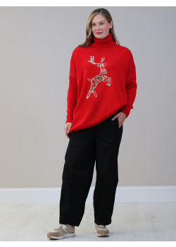 Cowl Neck Reindeer Xmas Knitted Jumper
