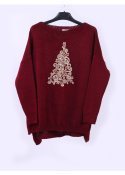 Crochet Xmas Tree Women Knitted Jumper