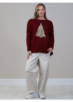 Crochet Xmas Tree Women Knitted Jumper