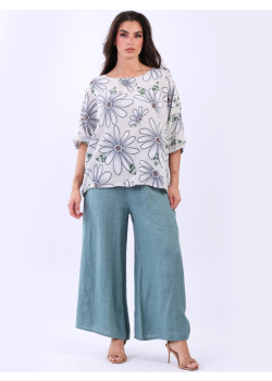 Daisy Flower Print Baggy Cotton Box Top