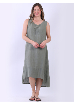 Hi-Lo Plain Linen Lagenlook Tank Midi Dress