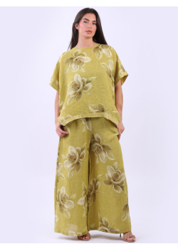 Italian Batwing Sequin Floral Baggy Linen Top