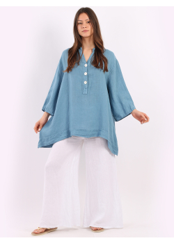 Italian Bell Sleeves Plus Size Linen Lagenlook Top