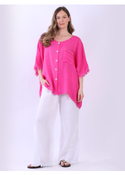 Italian Button Down Batwing Linen Top