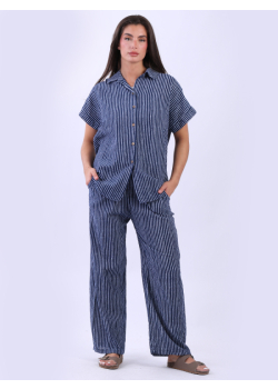 Italian Button Down Collared Striped Cotton Shirt