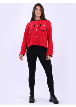 Italian Contrast Stitch Ladies Crop Jacket