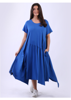 Plus Size Cotton Raw Edge Lagenlook Swing Dress