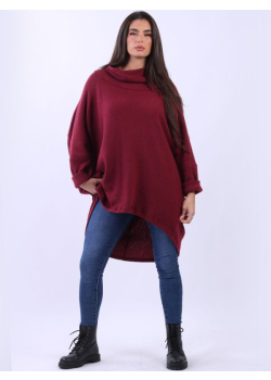 Plus Size Cowl Neck Cotton Lagenlook Batwing Jumper