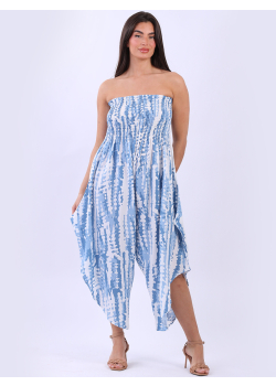 Italian Digital Tie Dyed Shirred Tube Jumpsuit