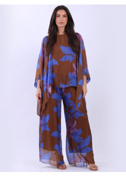 Italian Floral Batwing Silk Tunic Top