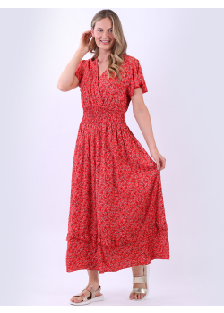 Italian Floral Print Lagenlook Boho Summer Maxi Dress