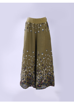 Italian Floral Wide Leg Linen Palazzo