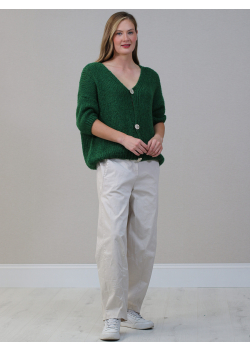 Italian Front Buttons Wool Knitted Crop Cardigan