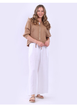 Italian Front Zip Linen Lagenlook Jacket
