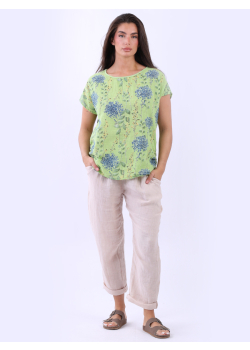 Italian Garden Print Cotton Baggy Crop Top