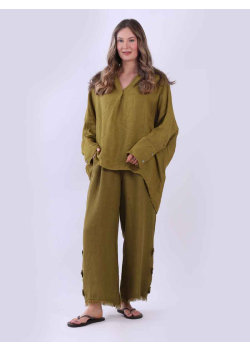 Italian Hi Lo Lagenlook Batwing Linen Top