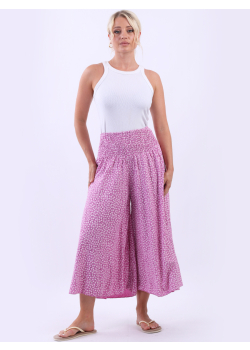 Italian Ditsy Floral Ruched Smock High Waist Wide Leg Palazzo