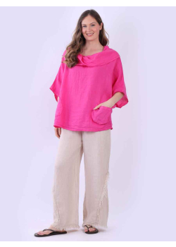 Italian Linen Cowl Neck Baggy Top