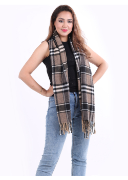 Italian Multicolored Plaid Print Woolen Scarf
