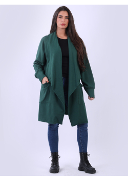 Italian Open Front Waterfall Collar Cotton Cardigan