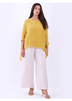 Italian Plain Batwing Silk Tunic Top