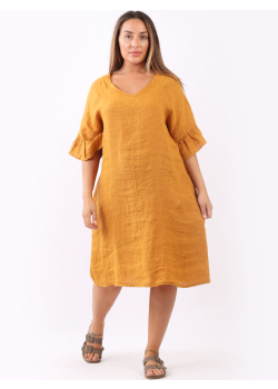 Italian Plain Bell Arm Ladies Lagenlook Summer Midi Dress