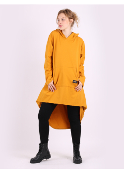 Italian Plain Cotton Hi-Lo Hem Lagenlook Hooded Jumper