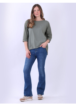 Italian Plain Dipped Hem Cotton T-Shirt