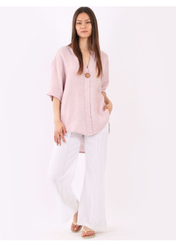 Italian Plain High Low Ladies Linen Lagenlook Top