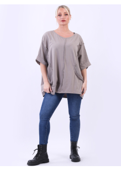 Italian Plain Side Hopsack Patches Baggy Cotton Top