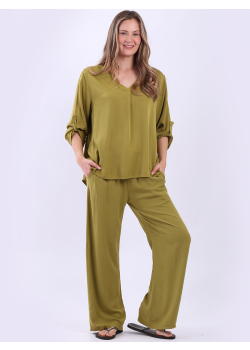 Italian Plain V-Neck Crop Baggy Top