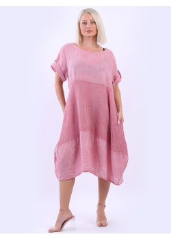 Italian Plain Vintage Washed Linen Lagenlook Plus Size Dress