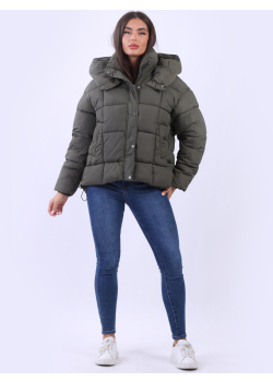 Plus Size Hooded Women Puffer Quilted Jacket
