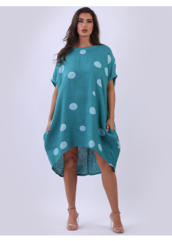 Italian Polka Dot Lagenlook Linen Top
