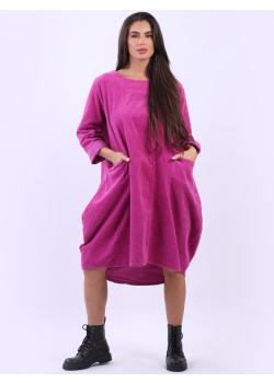 Plus Size Solid Cotton Corduroy Lagenlook Dress