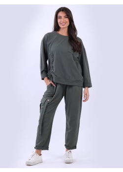 Italian Solid Cotton Crop Boxy Sweat Top