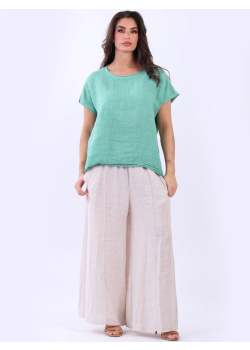 Italian Solid Linen Lagenlook Casual Top