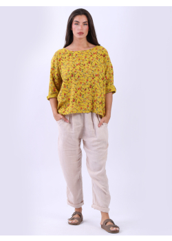 Italian Spring Floral Lagenlook Cotton Crop Top