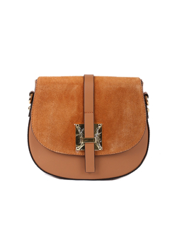 Italian Strap Tab Leather Saddle Bag