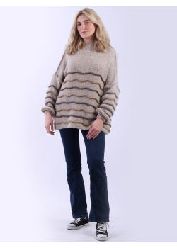 Italian Stripy Batwing Wool Knitted Jumper