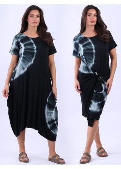 Plus Size Tie Dyed Halo Panel Drape Maxi Dress