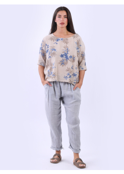 Italian Tropical Baggy Cotton Crop Top