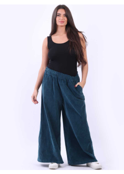 Italian Wide Leg Plain Cotton Corduroy Palazzo Pant