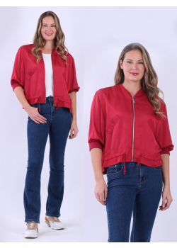 Italian Women Collarless Plain Crop Jacket