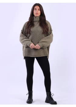 Ladies Cowl Neck Plain Woolen Knitted Jumper