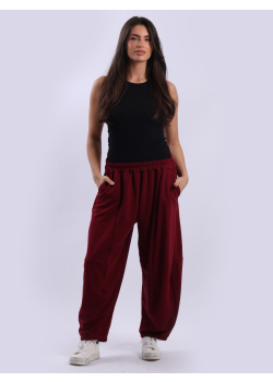 Ladies Side Pocket Solid Cotton Trouser