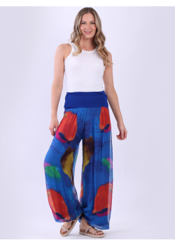 Made In Italy 2 Layered Tie Dyed Wide Leg Harem Silk Palazzo