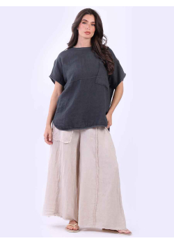 Made In Italy Baggy Hi-Lo Linen Top